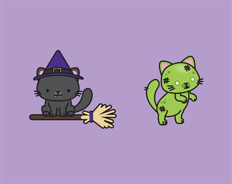 Premium Vector Clipart Kawaii Halloween Cats Cute | Etsy