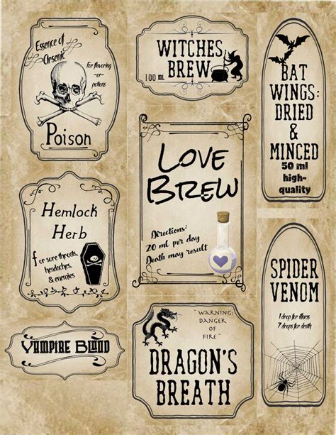 Vintage Printable Free Printable Halloween Apothecary Labels