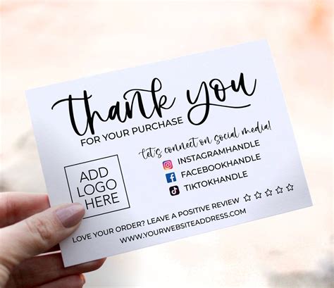 DIGITAL FILE Small Business Thank You Insert Cards - Etsy