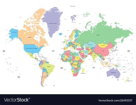 Dotted political world map with capitals Vector Image