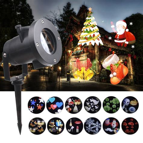 CHRISTMAS HOLIDAY LED LIGHT PROJECTOR ROTATING WATERPROOF 12 PATTERNS ...