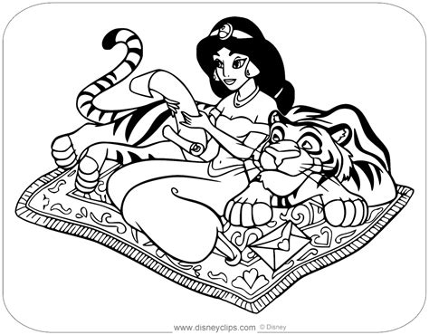 Princess Jasmine And Rajah Coloring Page