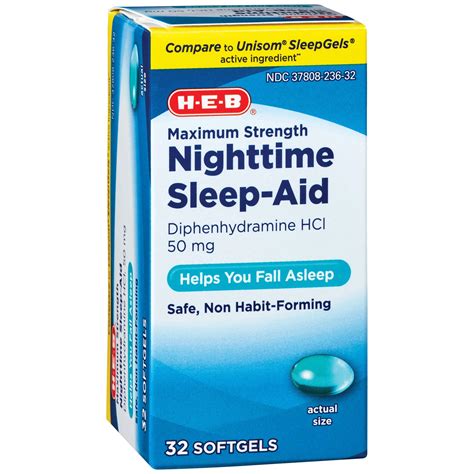 H-E-B Diphenhydramine Nighttime Sleep-Aid Softgels – 50 mg - Shop Sleep ...