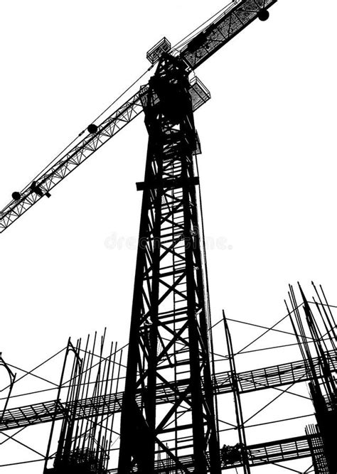 Construction Site Silhouette Stock Illustration - Illustration of high ...