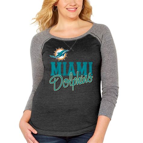 Women's Soft as a Grape Black/Heathered Gray Miami Dolphins Plus Size ...