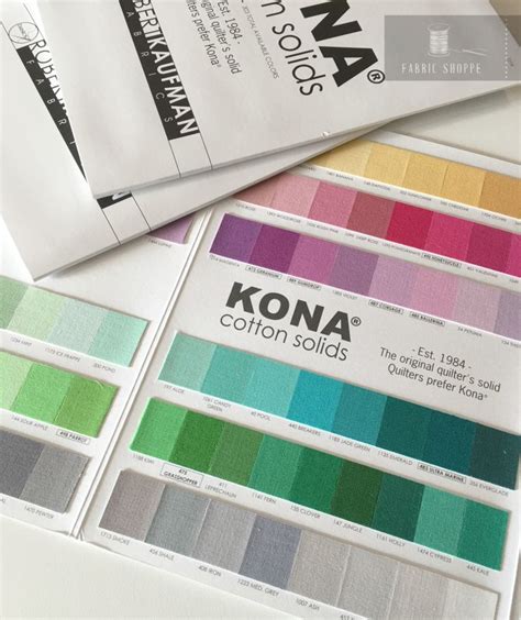 Kona Color Card, Kona Swatches, All 303 colors included, Quilting ...