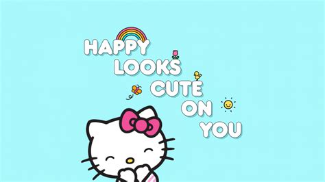 Happy looks cute on you Wallpaper 4K, Hello kitty quotes