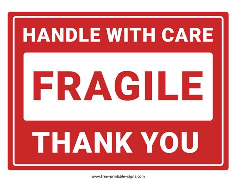 Free Printable Fragile Signs - PRINTABLE TEMPLATES