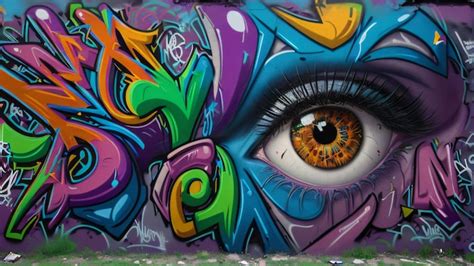 Premium AI Image | Graffiti eyes on the wall