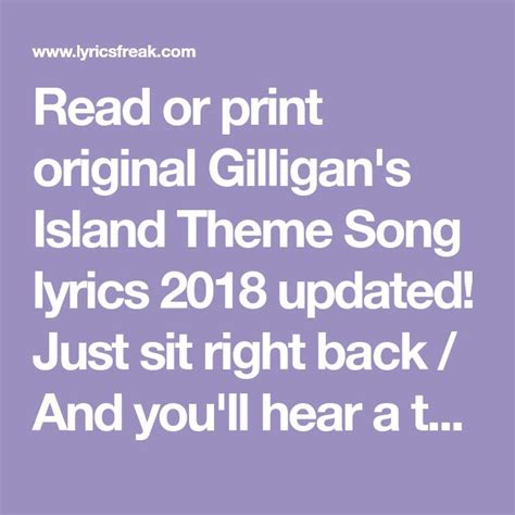 Read or print original Gilligan's Island Theme Song lyrics 2018 updated ...