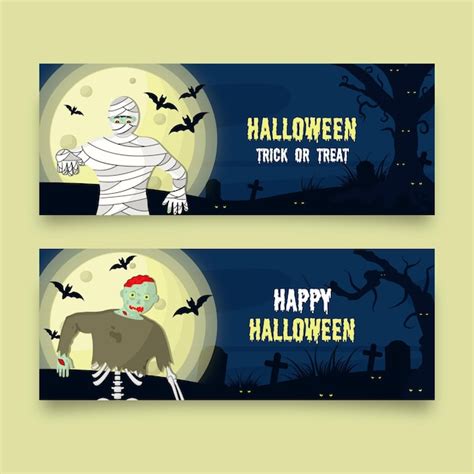 Free Vector | Flat design scary halloween banners set