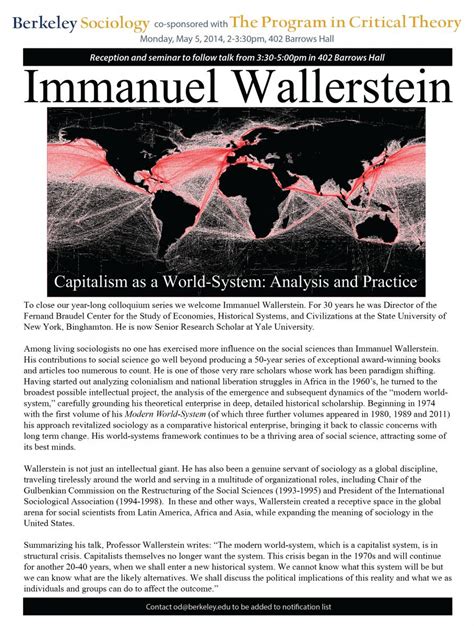 Immanuel Wallerstein. Capitalism as a World-System: Analysis and ...