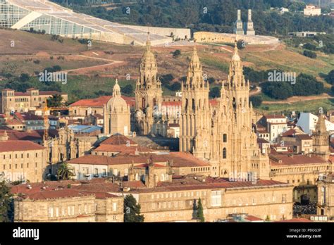 Santiago de Compostela, Spain. Aerial views of the Historic Old Town ...