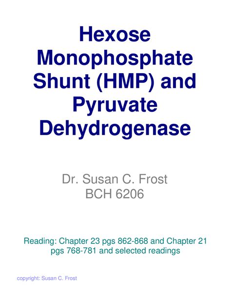 Hexose Monophosphate Shunt and Pyruvate Dehydrogenase - Slides | BCH ...