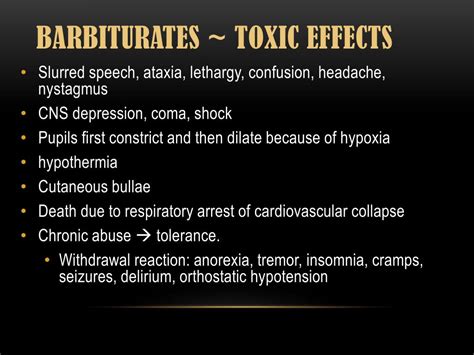 PPT - BARBITURATE & BENZODIAZEPINE POISONING PowerPoint Presentation ...