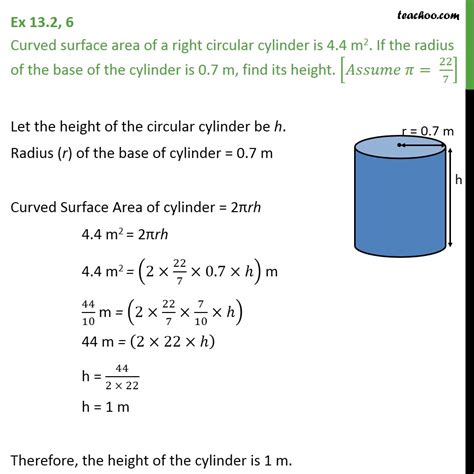 Question 6 - Curved surface area of a right circular - Surface Area of