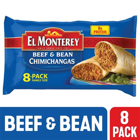 El Monterey Beef & Bean Chimichangas, 32 oz, 8 Count (Frozen) - Walmart.com