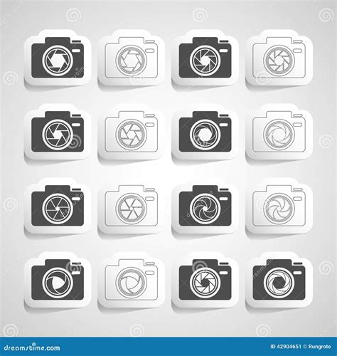 Camera Shutter Sticker Icon Set, Vector Eps10 Stock Vector ...