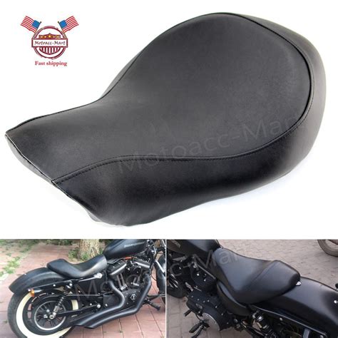 Black Solo Driver Seat Custom Leather For Harley Sportster XL883 1200 ...