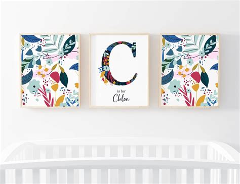 Floral Nursery Prints Custom Nursery Prints Floral Nursery | Etsy