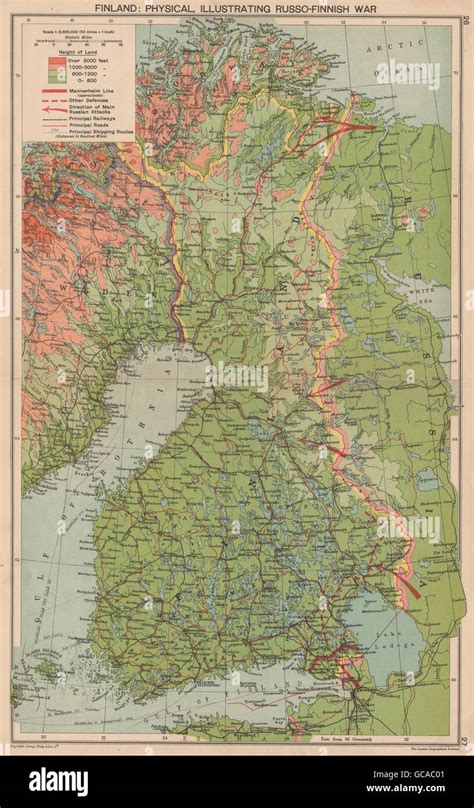 RUSSO-FINNISH WINTER WAR. Mannerheim line. March 1940 Borders. WW2 ...