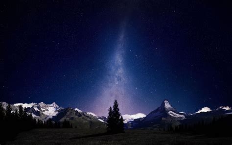 landscape, Nature, Stars, Space, Mountain, Trees Wallpapers HD ...