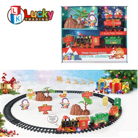 Classic Christmas Train Set with Lights and Sounds Railway Tracks Sets ...