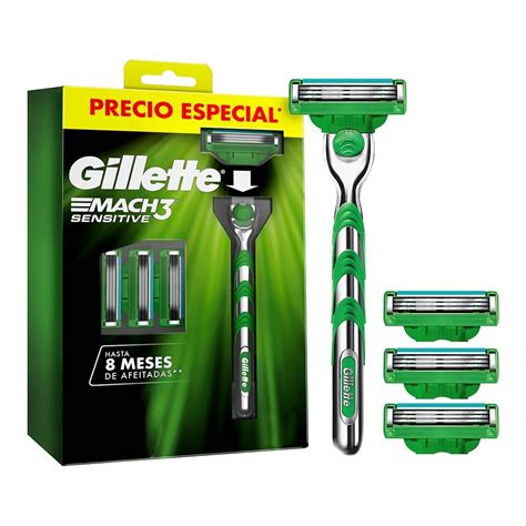 Rastrillo para afeitar Gillette Mach3 sensitive recargable con 3 ...