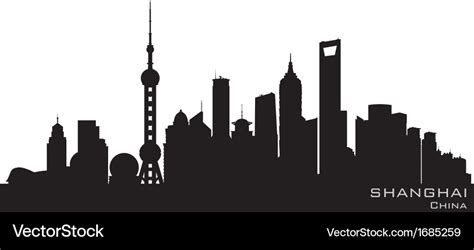 Shanghai china skyline detailed silhouette Vector Image