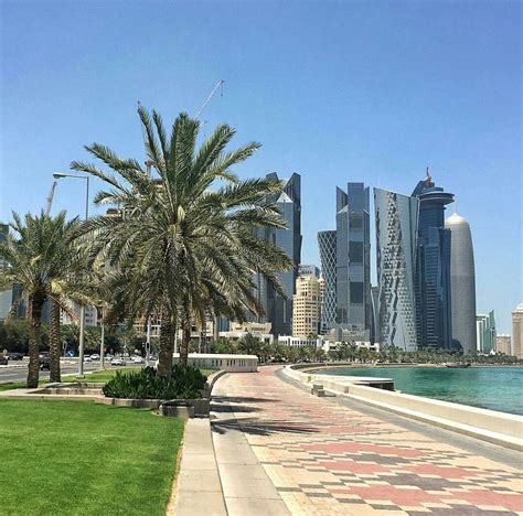 The Doha Corniche, Qatar. The Doha Corniche is a waterfront promenade ...