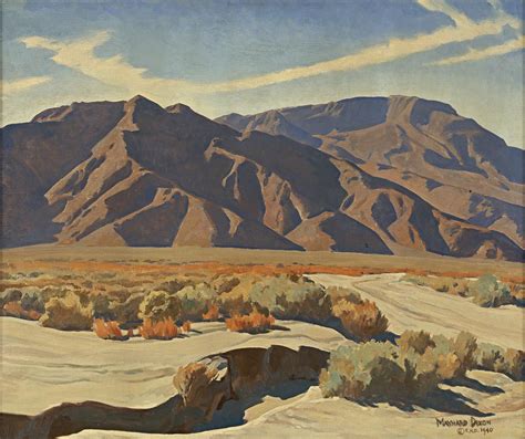 an oil painting of mountains in the desert