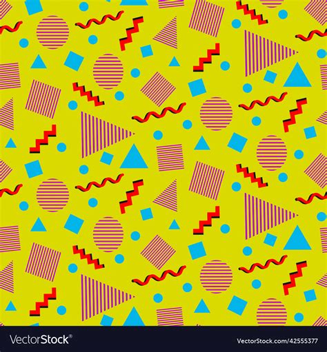 90s stylish geometric shapes seamless pattern Vector Image