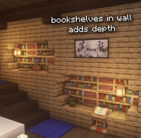 Minecraft Room with Bookshelves and Lights