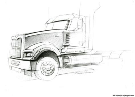 Semi Truck Side View Drawing | Wallpapers Gallery