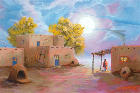 Pueblo De Las Lunas Painting by Jerry McElroy