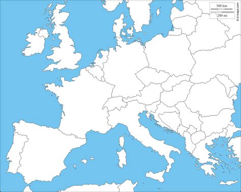 Western and central Europe : free map, free blank map, free outline map ...