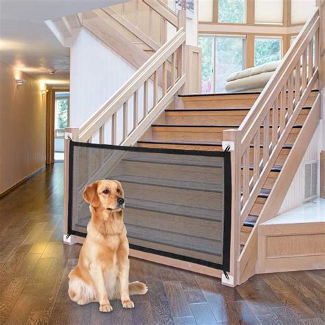 Best Dog Gate Mesh Retractable Indoor Stairs Expandable Puppy Safety ...