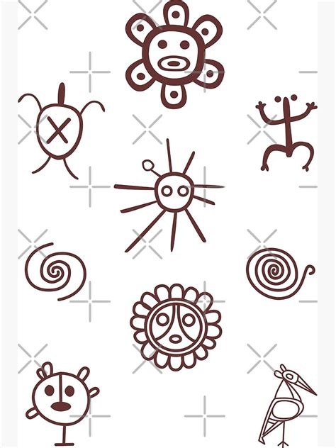 "Set of Taino Symbols Puerto Rico Brown" Art Print by byDarling | Redbubble