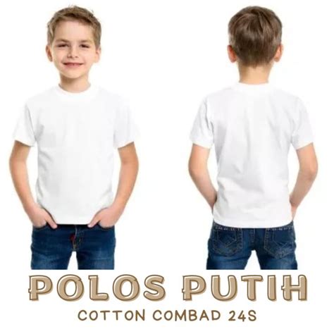 Kaos polos anak warna Putih - Oblong polos anak Putih - Kaos Putih ...