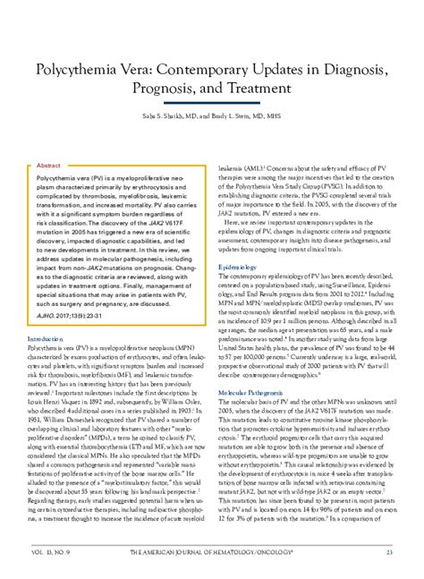 (PDF) Polycythemia Vera: Contemporary Updates in Diagnosis, Prognosis ...