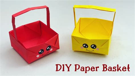 DIY MINI PAPER BASKET / Origami Basket DIY / Paper Craft / Easy kids ...