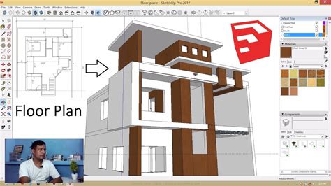 Architectural Floor Plan to 3D Model making in SketchUp Tutorial in ...