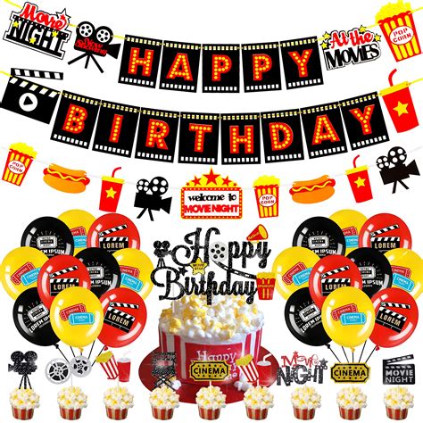 Buy Movie Birthday Party Decorations Movie Night Happy Birthday Banner ...