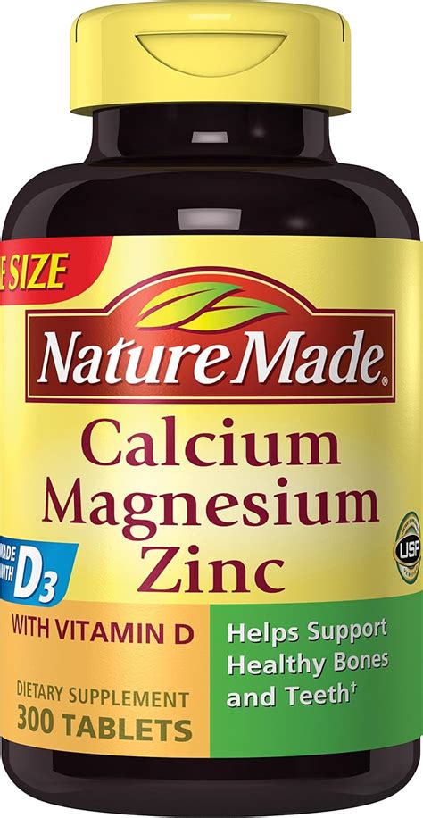 Amazon.com: Nature Made Calcium, Magnesium & Zinc w. Vitamin D Tablets ...