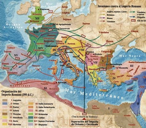 Map Of Barbarian Invasions Of Roman Empire - Map With Cities