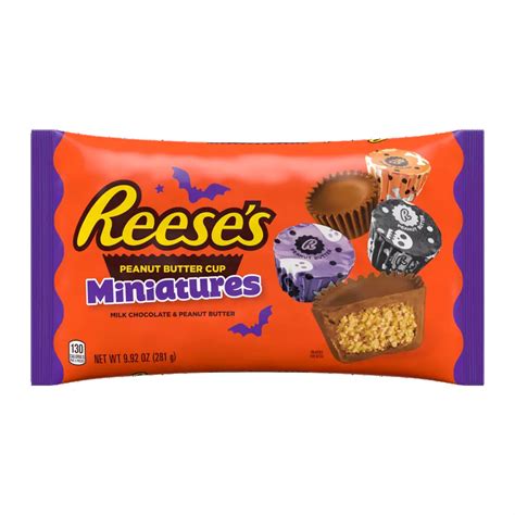 REESE'S Halloween Milk Chocolate Miniatures Peanut Butter Cups, 9.92 oz bag