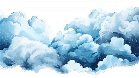 Blue Clouds Illustration with Watercolor Gradient Background | Premium ...