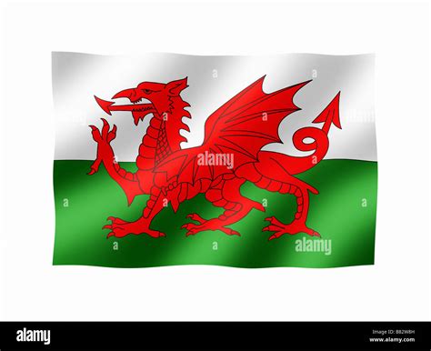 Wales Welsh Dragon Flag Waving Europe EU Stock Photo - Alamy