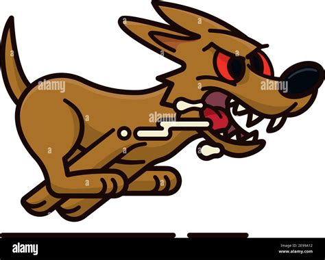 Mad dog running and slobbering cartoon character isolated vector ...