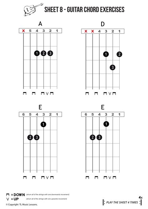 Sheet 8 – Beginners Guitar Chords – Easy Reading Chord Exercise ...